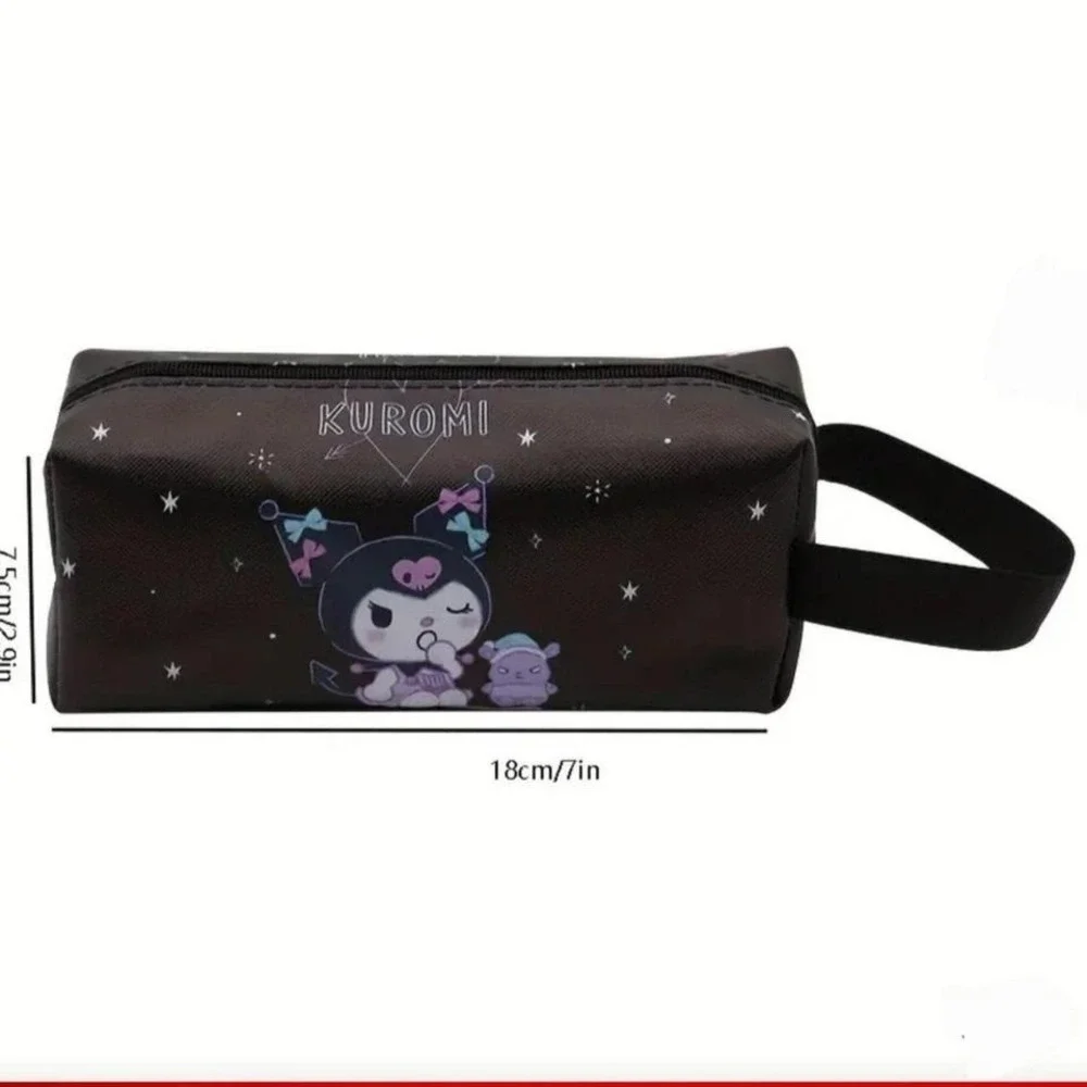 Faux leather black kuromi zipper bag‎